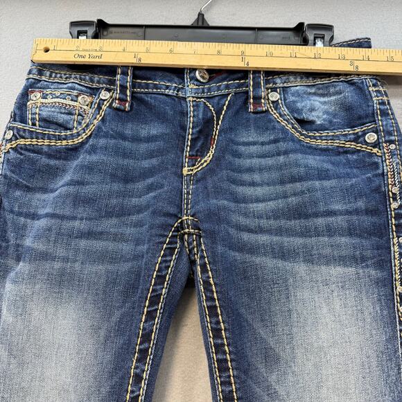 Rock Revival Jeans Women's 27 (4) Blue Celinda Low Rise Straight Blingy EUC - Picture 12 of 16